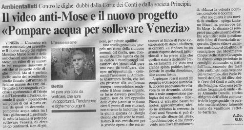 Dal Corriere del Veneto di martedÃ¬ 20 luglio 2010