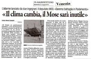 2013 05 05 Gazzettino su Convegno contro il MOSE-1